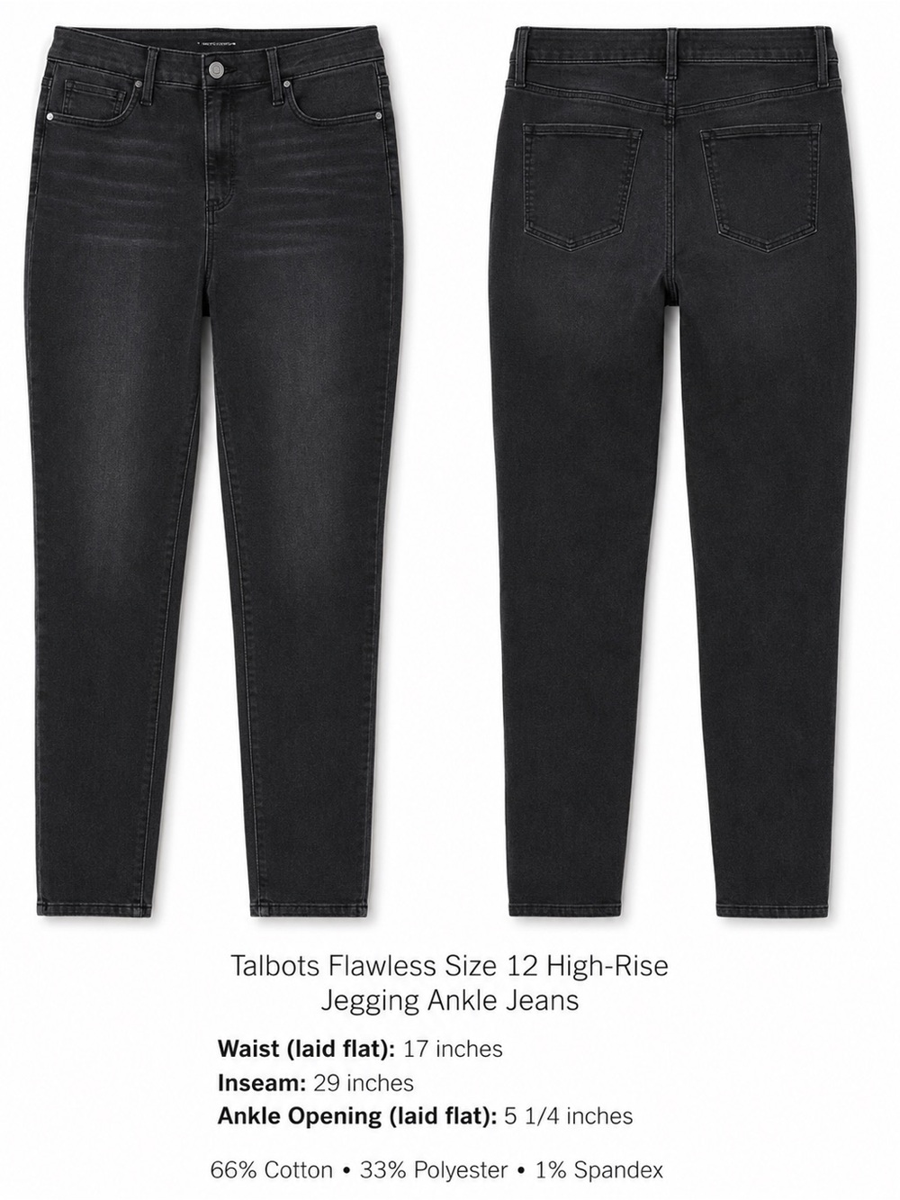 TALBOTS Flawless, high-rise jegging ankle jeans, size 12. Dark charcoal gray.
